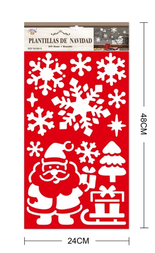 [NV9915] Plantillas de Navidad "Santa Claus con copo de nieve" 24x48cm para manualidades