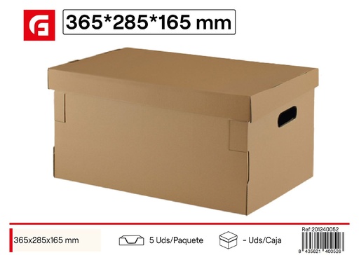 [201240052] Caja de cartón con tapa 365x285x165mm - Material de embalaje