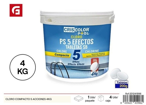 [201241996] Cloro compacto 3 acciones 4kg para piscinas