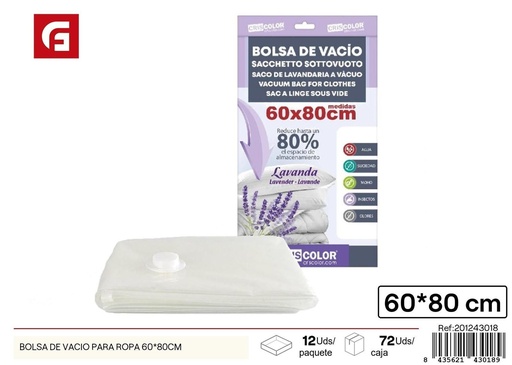 [201243018] Bolsa de vacío para ropa 60x80cm fragancia lavanda - Organización del hogar