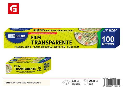 [201243091] Film doméstico transparente 100mts para envolver alimentos