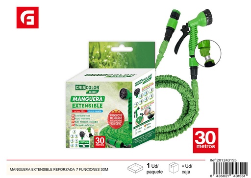 [201243155] Manguera extensible reforzada de 7 funciones 30m para jardín
