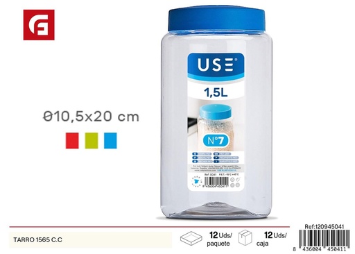 [120945041] Tarro plástico 1565cc para almacenamiento de alimentos