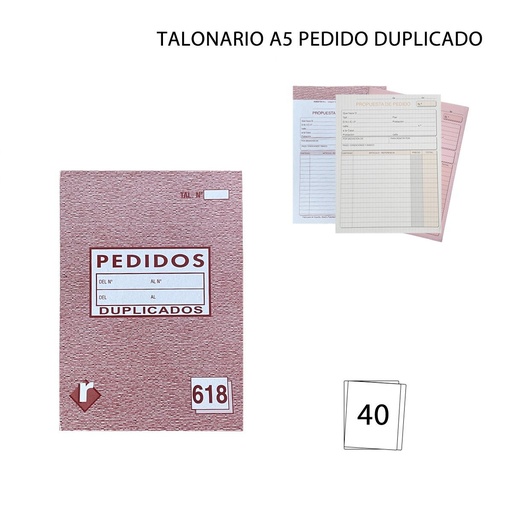 [A000707] Talonario A5 pedido duplicado 20+20 hojas para facturación