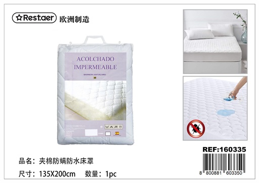 [160335] Protector de colchón acolchado impermeable 135x200cm - Textil para cama