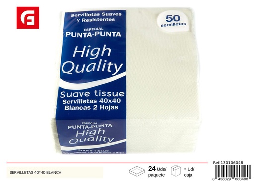 [130106048] Servilletas 40x40 cm blancas - Productos de limpieza