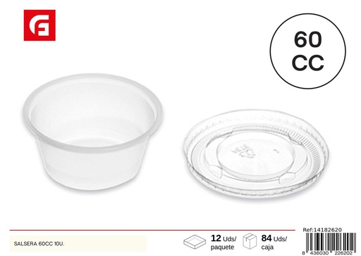 [14182620] Salsera blanca con tapa transparente 60cc PS+PET para alimentos