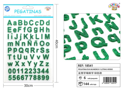 [18541] Pegatina EVA números y letras 30x40cm verde manualidades