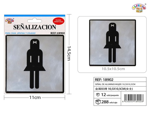 [200951890] Señal de aluminio mujer 10.5x10.5cm