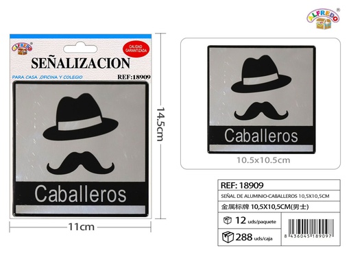 [18909] Señal de Aluminio-Caballeros 10.5X10.5CM - Placa metálica decorativa