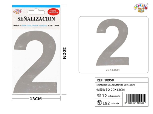 [18958] Señal de aluminio número 2 20x13cm - Señalización