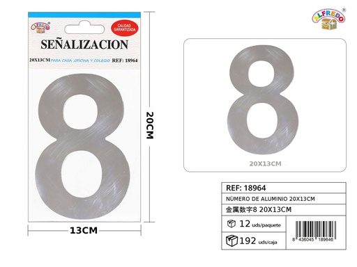 [18964] Señal de aluminio número 8 20x13cm - Señalización