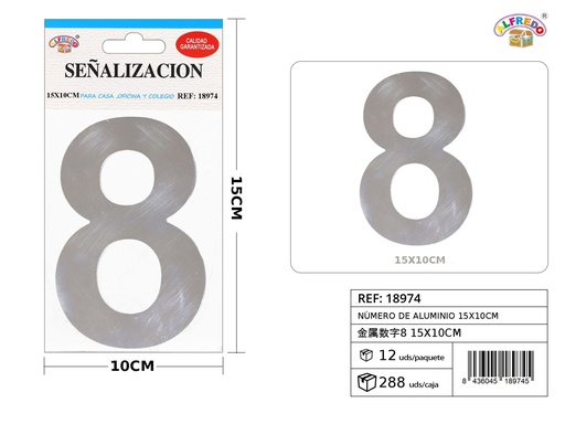 [18974] Señal de aluminio - Número 8 15x10cm - Señales decorativas