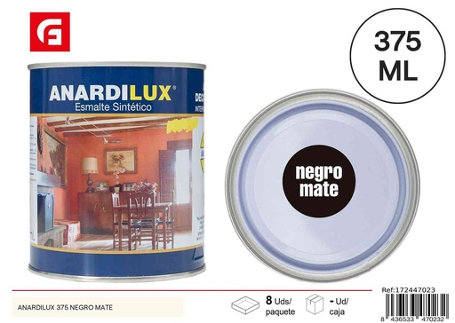 [172447023] Pintura negra mate Anardilux 375 para bricolaje