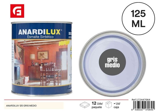 [172447064] Pintura sintética gris medio 125ml ANARDILUX 125 - Productos de pintura