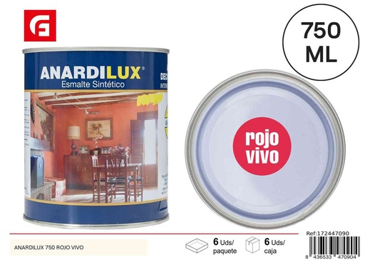 [172447090] Pintura Anardilux 750ml rojo vivo para decoración y bricolaje