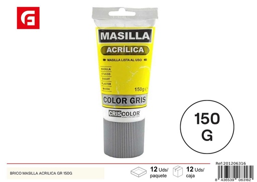 [201206316] Masilla acrílica gris 150g Criscocolor para construcción y reparación