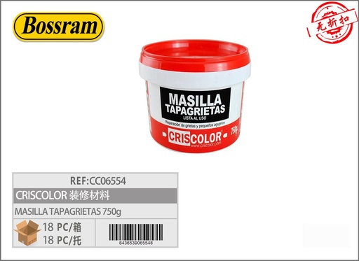 [CC06554] Masilla tapagrietas Crisolor 750g para reparación de paredes