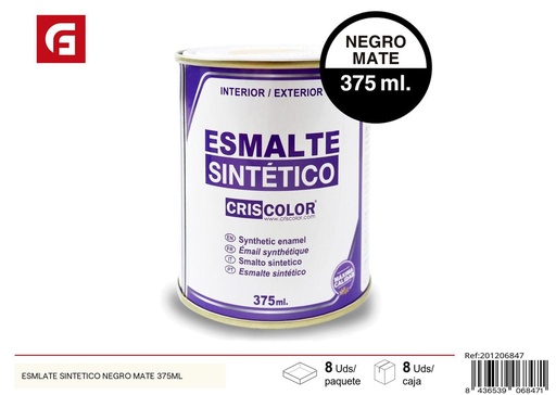 [201206847] Esmalte sintético negro mate 375ml para pintura