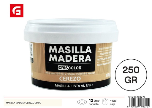 [201208271] Masilla de madera color cerezo 250g para reparaciones y bricolaje