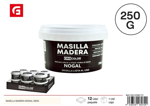 [201208272] Masilla madera nogal 250g para reparación y bricolaje