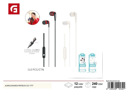 [352310132] Auriculares Pritech CC-777 para dispositivos electrónicos