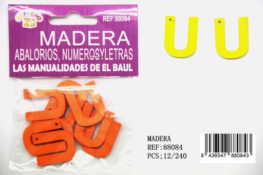 [88084] Figura de madera letra "U" 20mmx25mm para manualidades