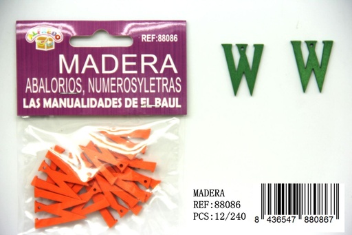 [88086] Letra de madera "W" 20x25mm para manualidades