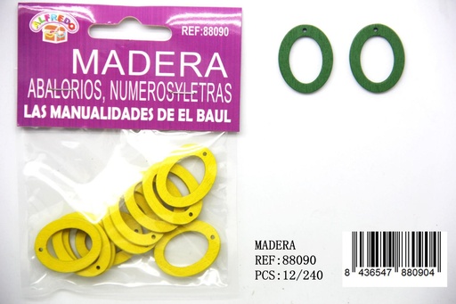 [88090] Figura de madera números "0" 20mmx25mm para manualidades y decoraciones