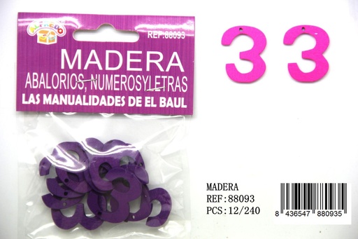 [88093] Figura de madera número "3" 20x25 mm - Manualidades