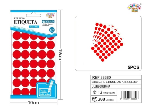 [88380] Stickers de etiquetas "Círculos" 10X19 cm - Etiquetas de oficina