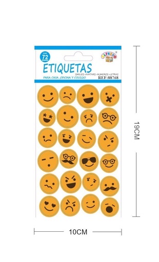 [88768] Stickers de emoticonos 10x19cm para decoración y manualidades