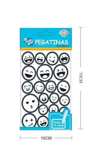 [88774] Pegatinas emoticonos - Píntalo Tú 10 x 19 cm - Decoración