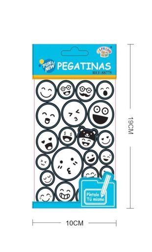 [88775] Stickers emoticonos para pintar 10x19cm para actividades creativas