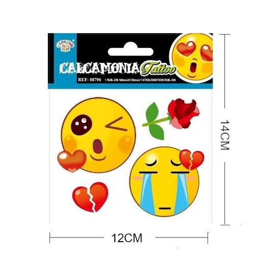 [88796] Stickers calcamanías emoticonos 12x14cm para manualidades y decoración