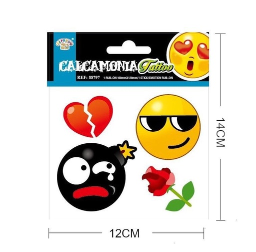 [88797] Stickers calcomanías emoticonos 12x14cm para manualidades