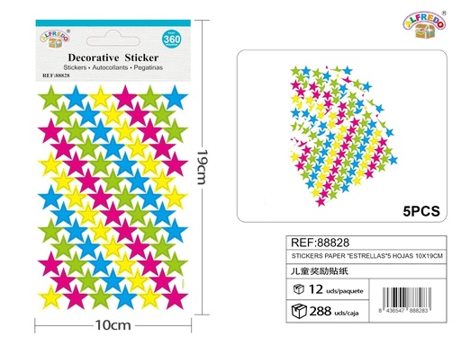 [88828] Stickers de estrellas 5 hojas 10x19cm para manualidades