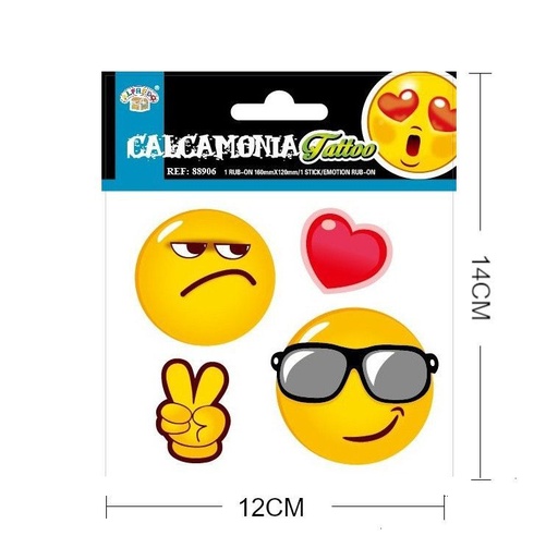 [88906] Stickers calcomanías emoticonos 12x14cm para manualidades y decoración