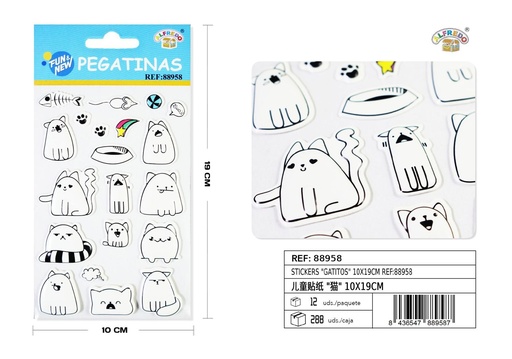 [88958] Stickers "gatitos" 10x19cm para manualidades y decoración