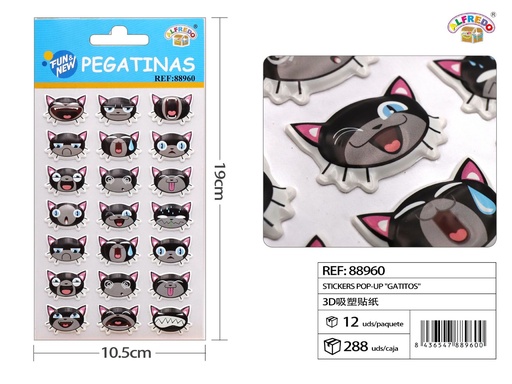 [88960] Stickers gatitos 10x19cm para decoración