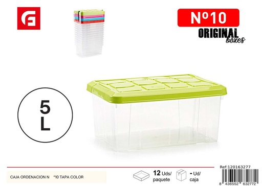[120163277] Caja de plástico para ordenación Nº10 tapa de color - Almacenamiento
