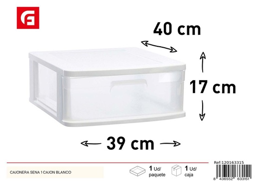 [120163315] Cajonera de plástico 1 capa blanca - Almacenamiento de hogar