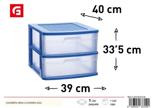 [120163319] Cajonera SENA 2 cajones azul para organización