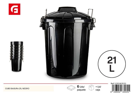 [120163531] Cubo de basura 21L negro - Basura y reciclaje 