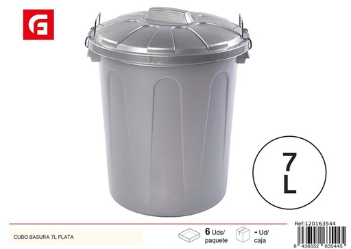 [120163544] Cubo de basura 7L plata - Accesorios para casa 