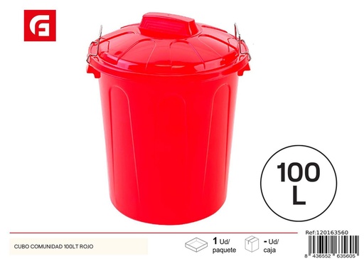 [120163560] Cubo de basura 100LT rojo - Organización del hogar