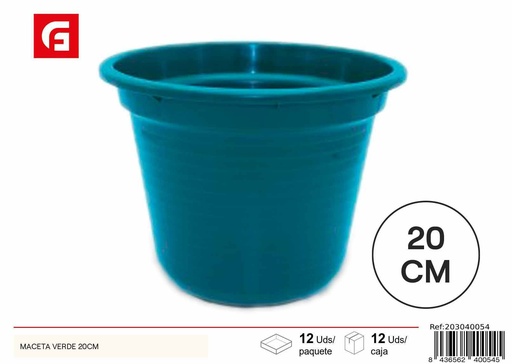 [203040054] Maceta verde de plástico 20 cm - Jardín y decoración