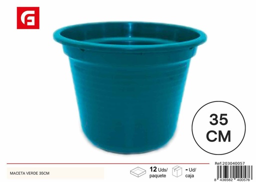 [203040057] Maceta de plástico verde 35 cm - Jardinería y decoración