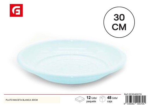 [203040070] Plato Maceta Blanca 30 cm - Macetas de plástico
