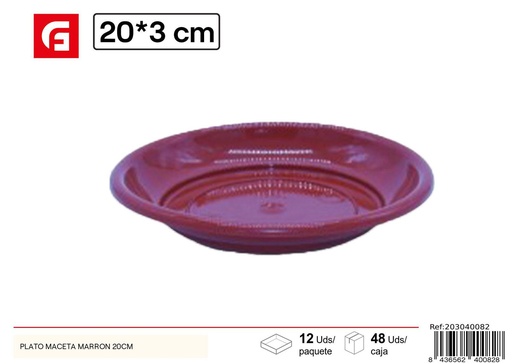[203040082] Plato maceta marrón 20 cm - Macetas y jardinería